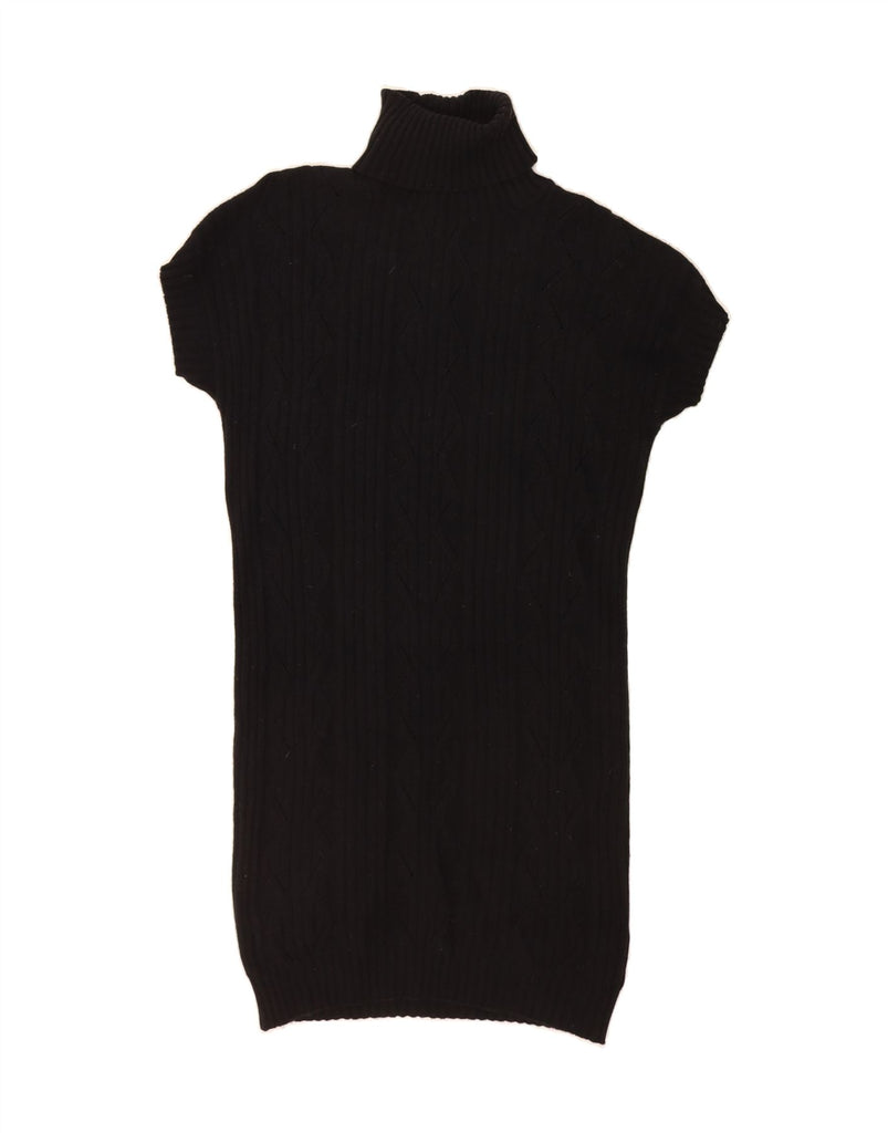BENETTON Womens Short Sleeve Roll Neck Jumper Dress UK 16 Large Black Wool Vintage Benetton and Second-Hand Benetton from Messina Hembry 