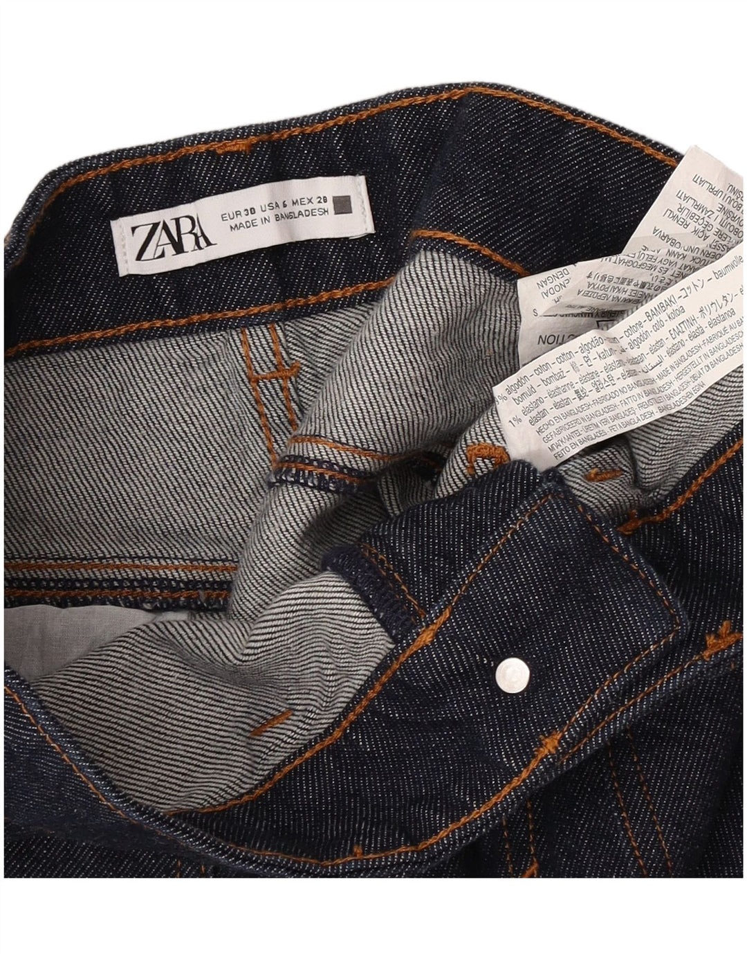 Zara Womens Denim Shorts EU 38 Small W28  Navy Blue Cotton