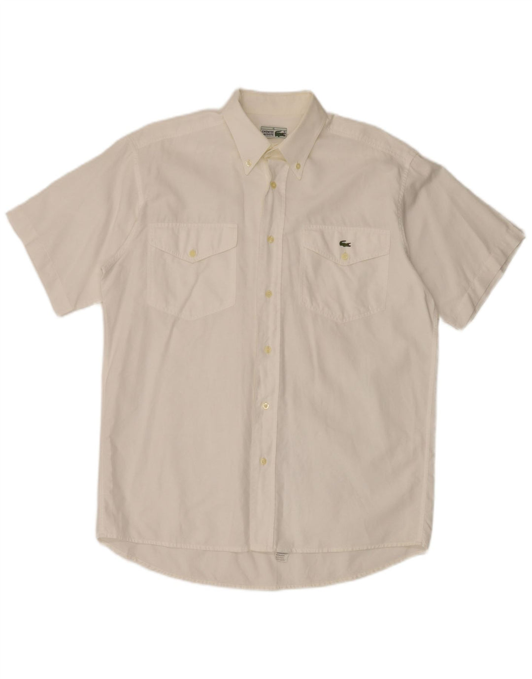 Lacoste Mens Short Sleeve Shirt Size 40 Medium White Cotton