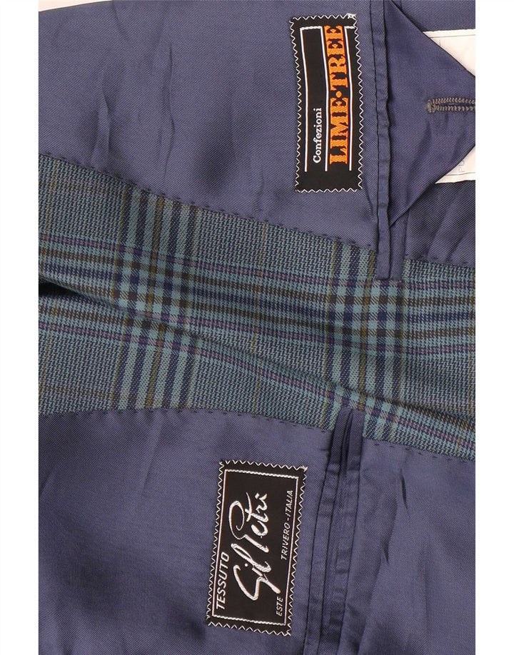 Vintage Mens 2 Button Blazer Jacket IT 50 Large Blue Check Wool