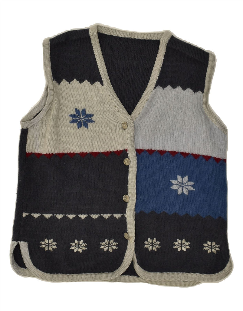 VINTAGE Womens Sleeveless Cardigan Sweater UK 16 Large Navy Blue | Vintage Vintage | Thrift | Second-Hand Vintage | Used Clothing | Messina Hembry 