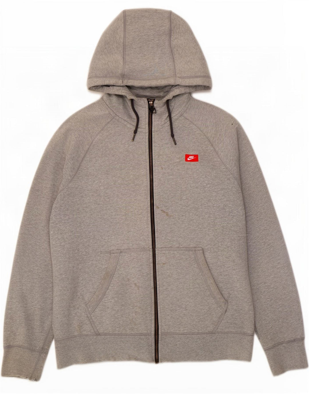 Nike Mens Graphic Zip Hoodie Sweater Large Grey Cotton