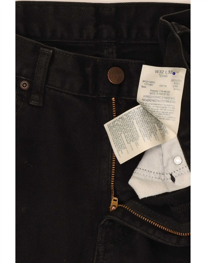 Wrangler Mens Texas Straight Jeans W32 L32 Black Cotton