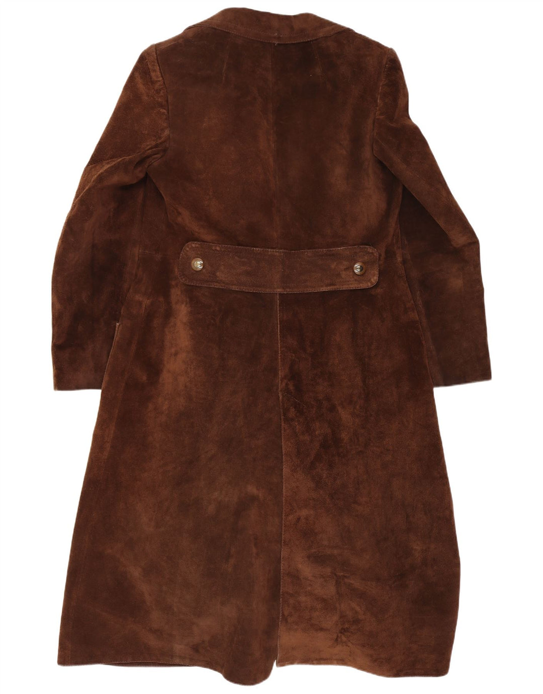 Vintage Womens Suede Double Breasted Coat UK 10 Small Brown
