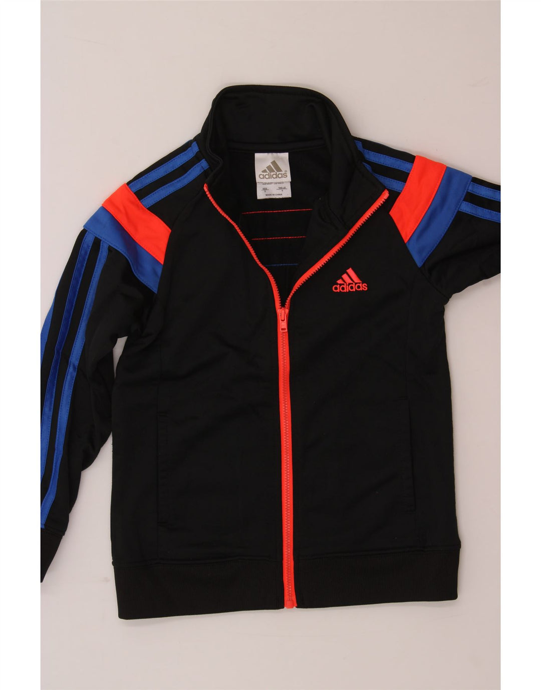 ADIDAS Boys Tracksuit Top Jacket 4-5 Years Black Colourblock Polyester Vintage Adidas and Second-Hand Adidas from Messina Hembry 