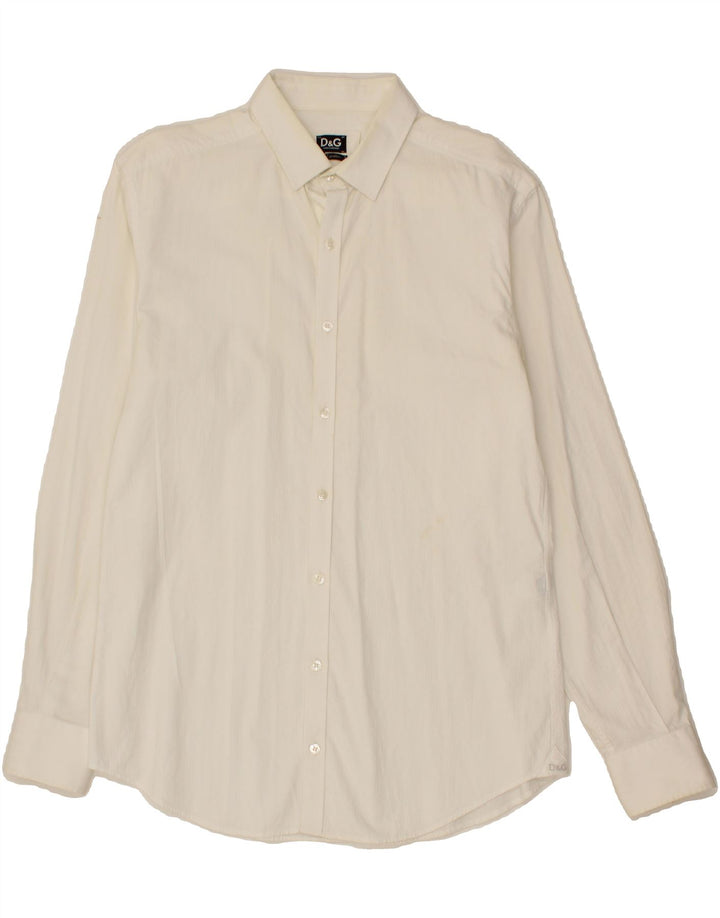 DOLCE & GABBANA Mens Shirt IT 48 Medium White Cotton Vintage Dolce & Gabbana and Second-Hand Dolce & Gabbana from Messina Hembry 
