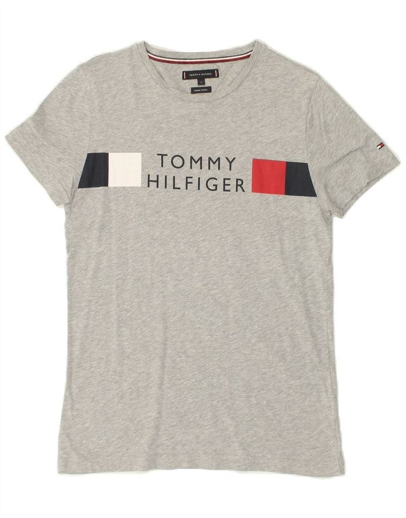 TOMMY HILFIGER Mens Graphic T-Shirt Top Small Grey Cotton | Vintage Tommy Hilfiger | Thrift | Second-Hand Tommy Hilfiger | Used Clothing | Messina Hembry 