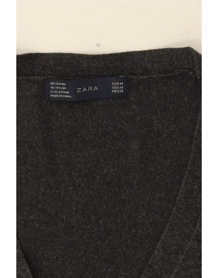 Zara Womens Cardigan Sweater UK 12 Medium Grey Rayon