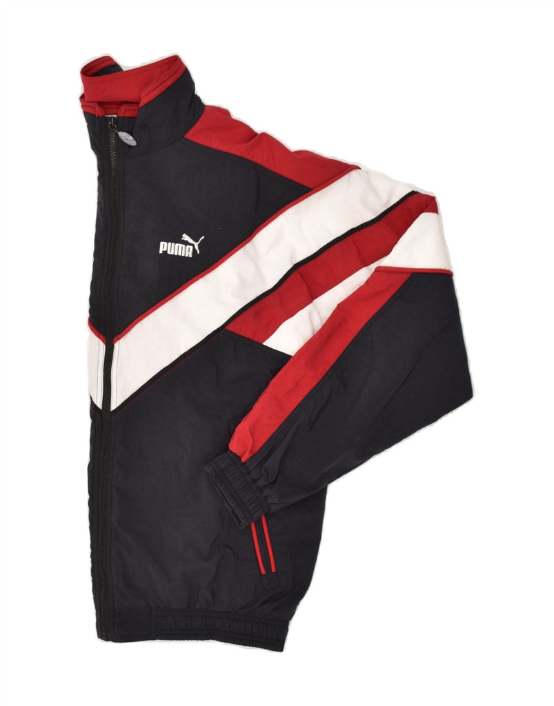 PUMA Mens Tracksuit Top Jacket Medium Black Colourblock Polyamide | Vintage Puma | Thrift | Second-Hand Puma | Used Clothing | Messina Hembry 