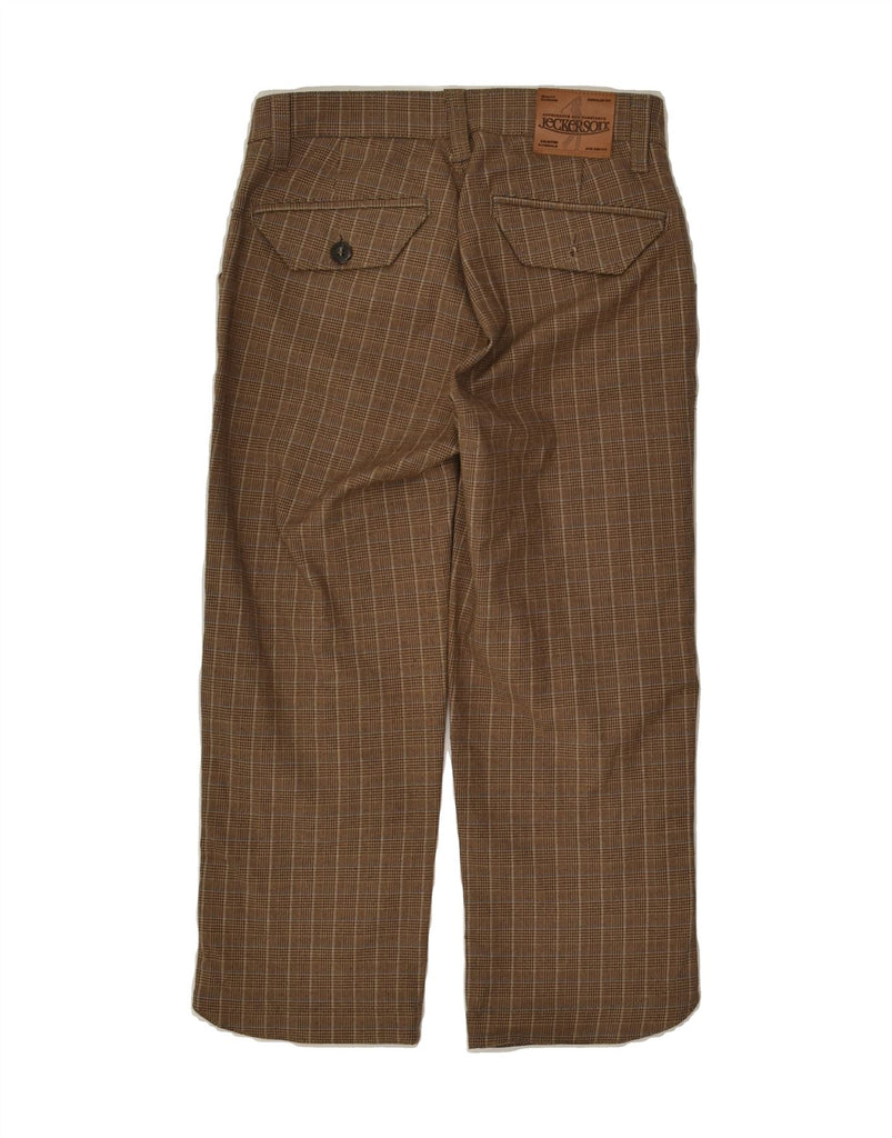 JECKERSON Womens Straight Capri Trousers W25 L21 Brown Check Cotton | Vintage Jeckerson | Thrift | Second-Hand Jeckerson | Used Clothing | Messina Hembry 