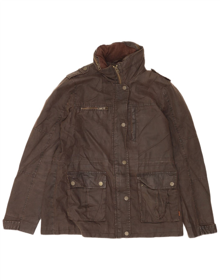 Fat Face Womens Military Waxed Cotton Jacket UK 12 Medium Brown Cotton