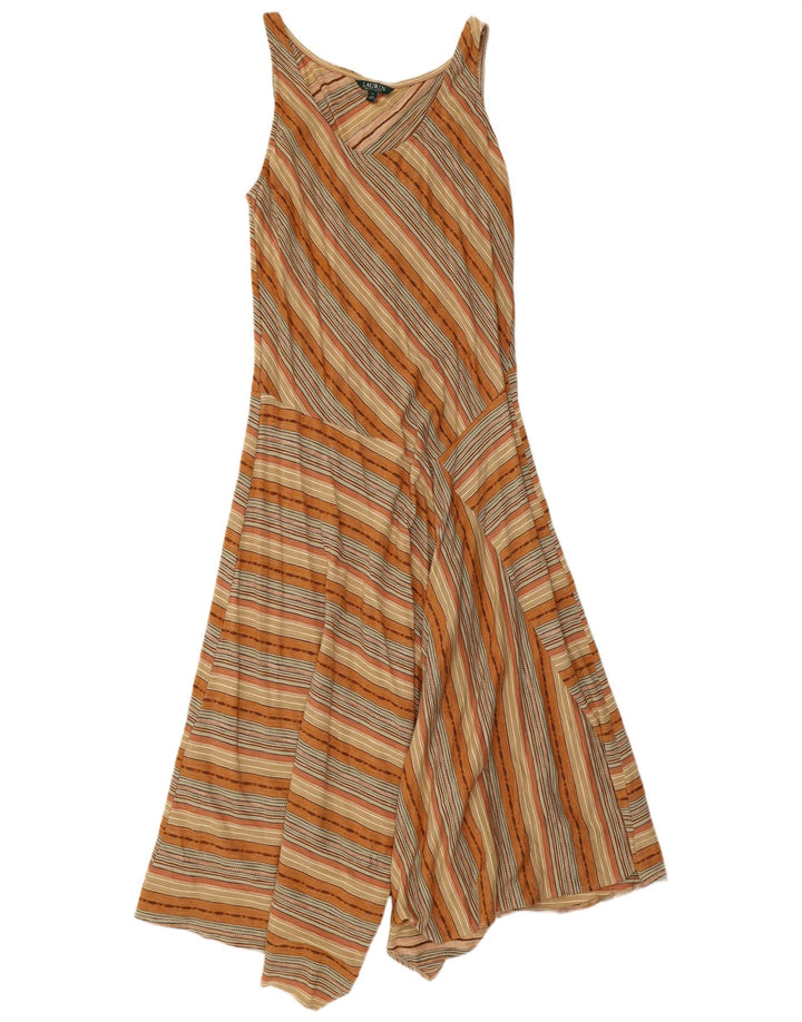 RALPH LAUREN Womens Sleeveless Maxi Dress UK 18 XL Beige Striped