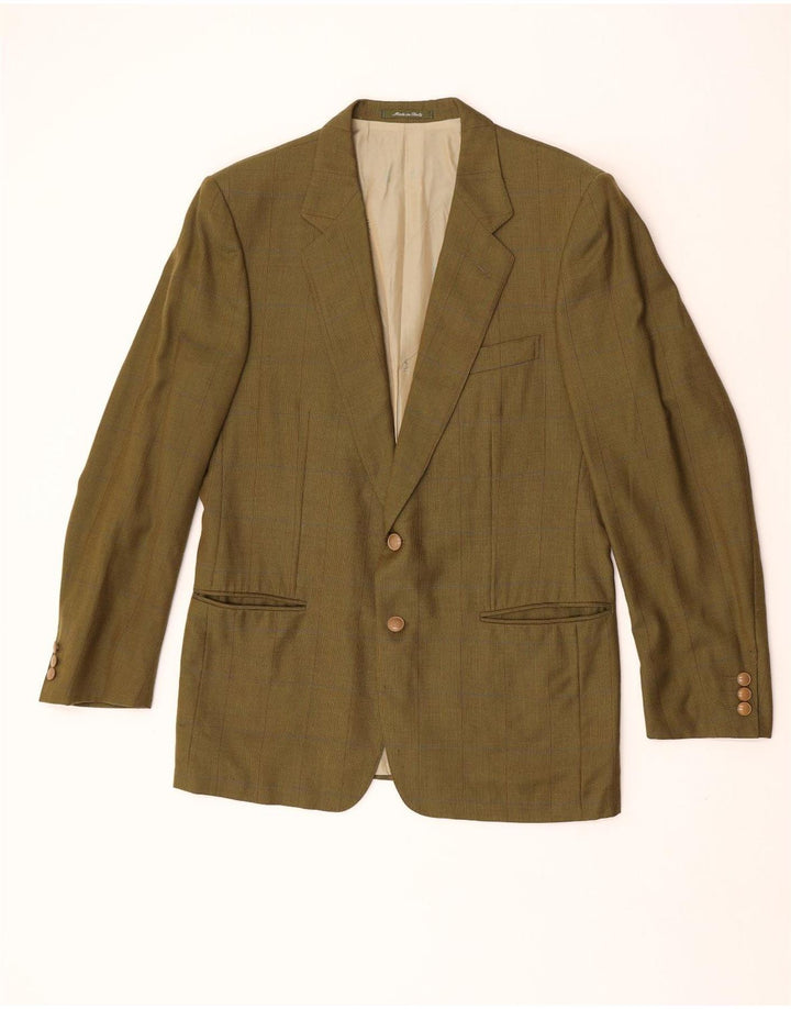 Yves Saint Laurent Mens 2 Button Blazer Jacket IT 50 Large Green Check