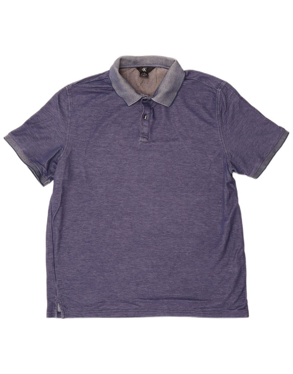 CALVIN KLEIN Mens Polo Shirt Large Blue Cotton