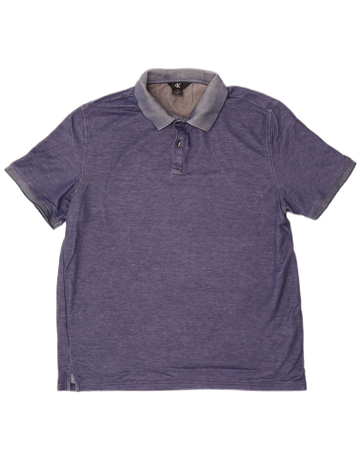 CALVIN KLEIN Mens Polo Shirt Large Blue Cotton