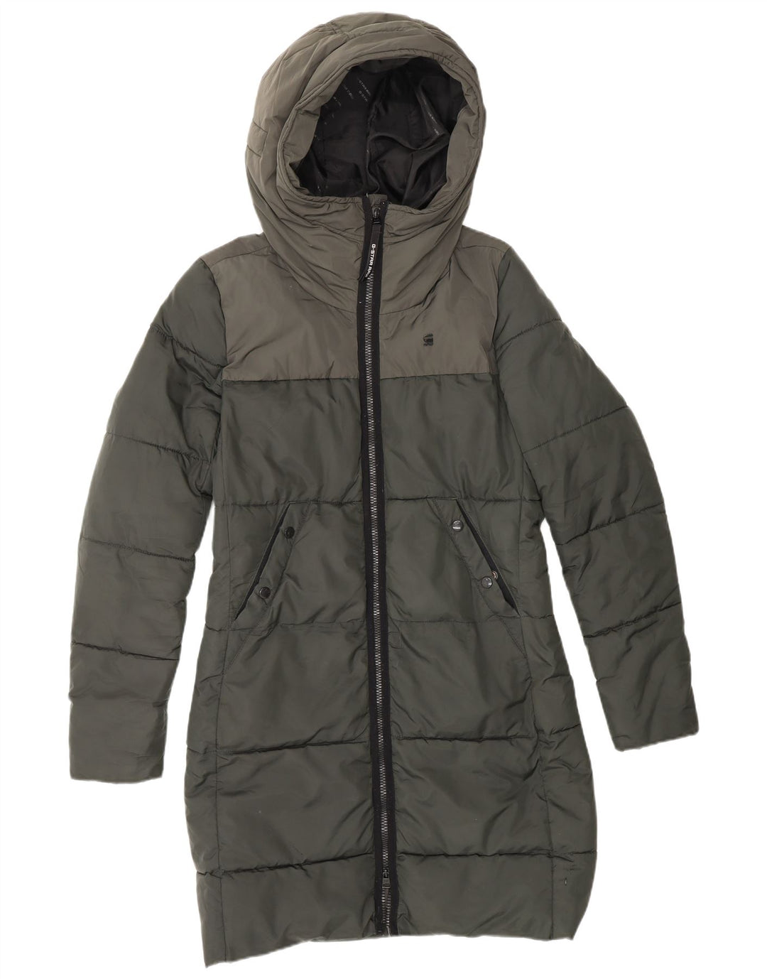 G-STAR Womens Hooded Padded Coat UK 10 Small Green Colourblock Polyester