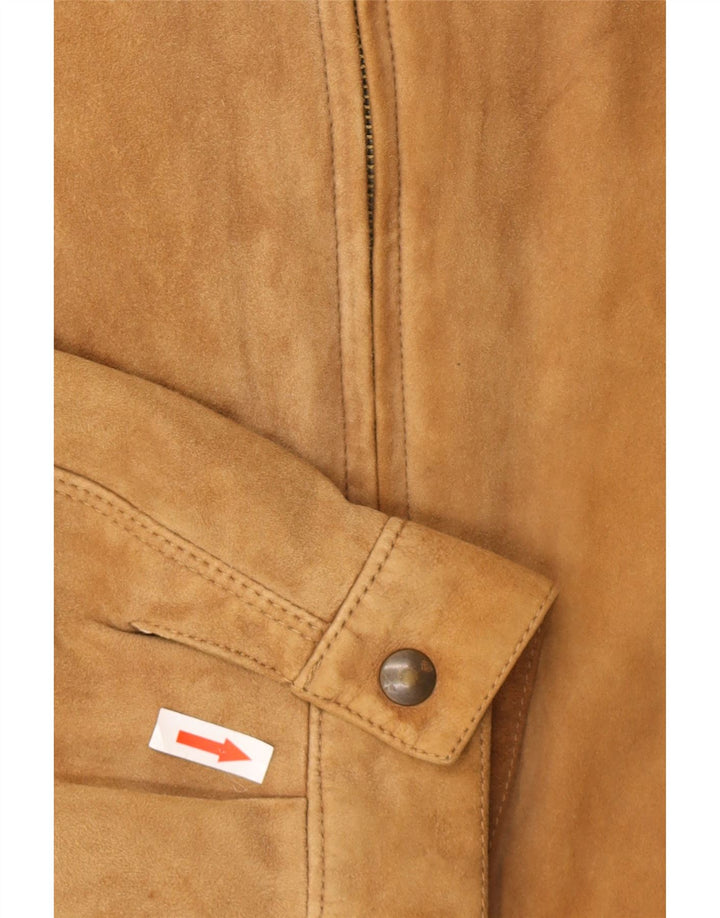 Vintage Mens Suede Bomber Jacket IT 50 Large Brown Leather