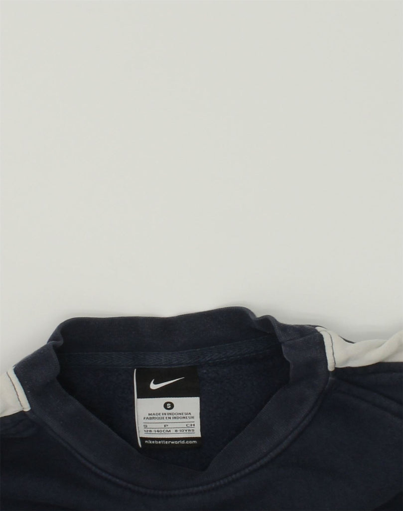 NIKE Boys Sweatshirt Jumper 8-9 Years Small Navy Blue Cotton | Vintage Nike | Thrift | Second-Hand Nike | Used Clothing | Messina Hembry 