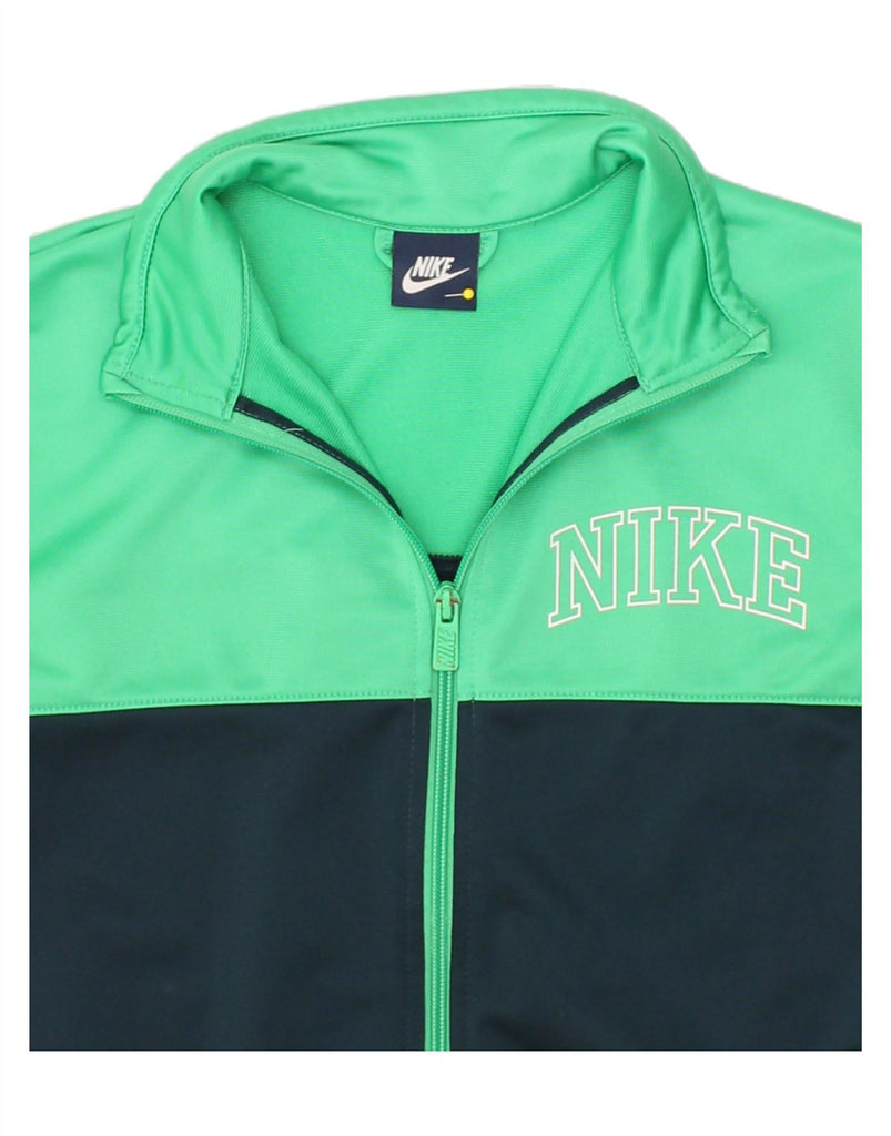 NIKE Boys Graphic Tracksuit Top Jacket 12-13 Years Green Colourblock | Vintage Nike | Thrift | Second-Hand Nike | Used Clothing | Messina Hembry 