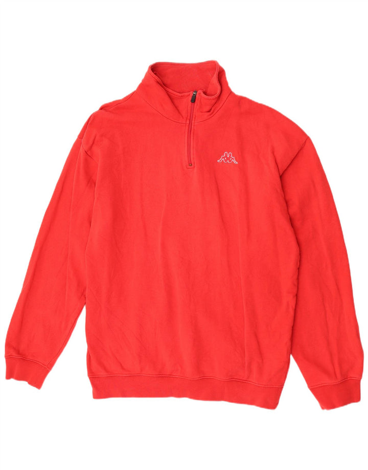 Kappa Mens Zip Neck Sweatshirt Jumper 3XL Red Cotton