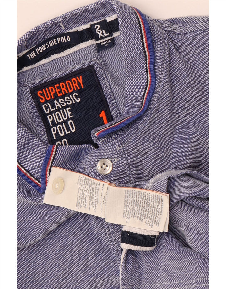 SUPERDRY Mens Polo Shirt 2XL Blue Cotton