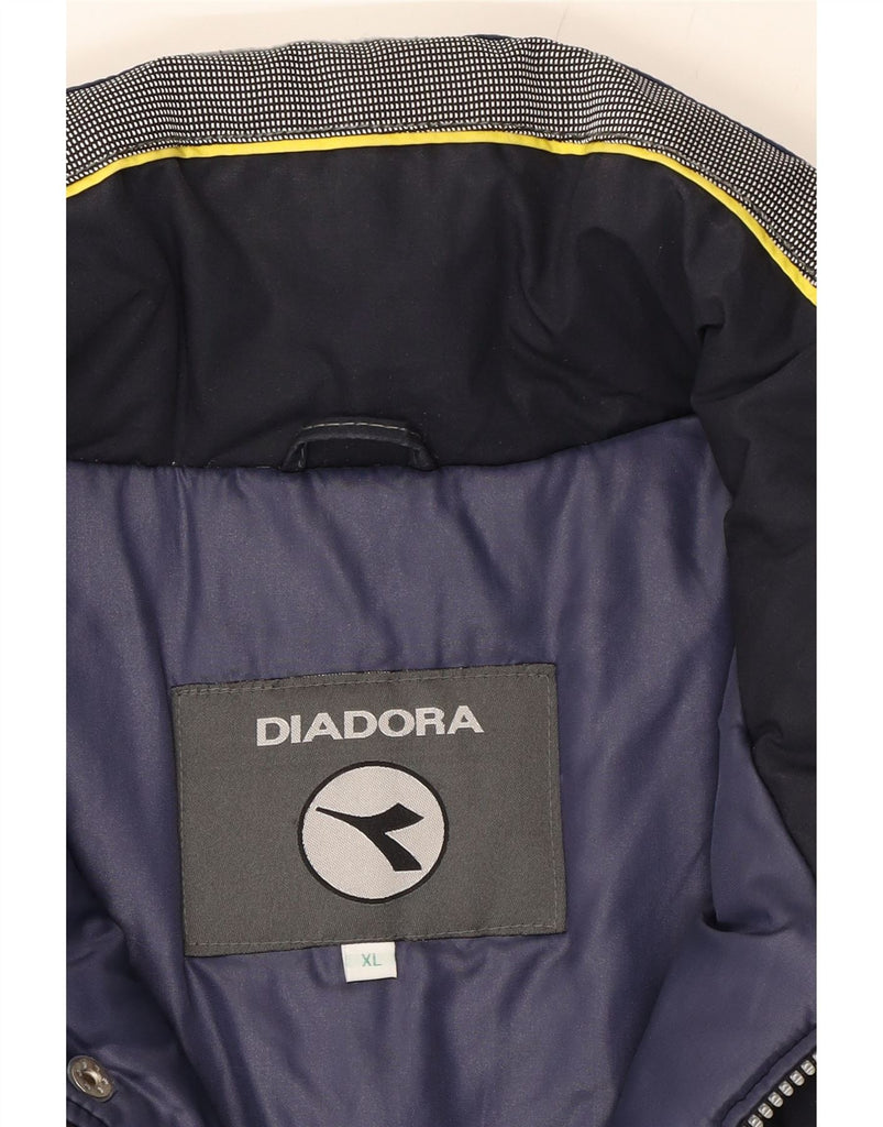 DIADORA Mens Windbreaker Jacket UK 42 XL Navy Blue Colourblock Cotton Vintage Diadora and Second-Hand Diadora from Messina Hembry 