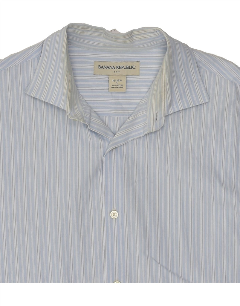 BANANA REPUBLIC Mens Shirt Size 16 1/2 Large Blue Striped Cotton | Vintage Banana Republic | Thrift | Second-Hand Banana Republic | Used Clothing | Messina Hembry 