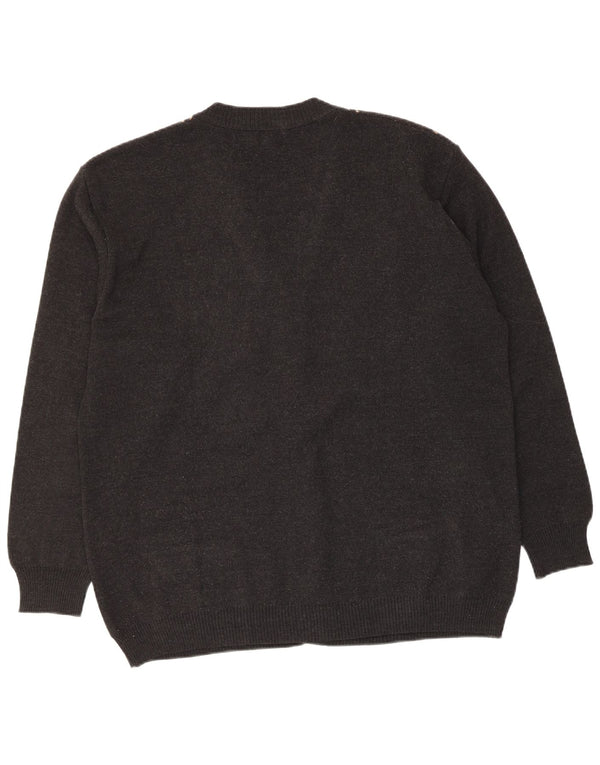 Bernardi Mens Cardigan Sweater IT 54 XL Grey Argyle/Diamond Wool