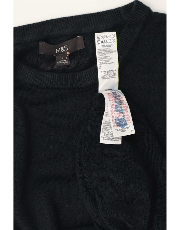 Marks & Spencer Mens Boat Neck Jumper Sweater Small Navy Blue Acrylic
