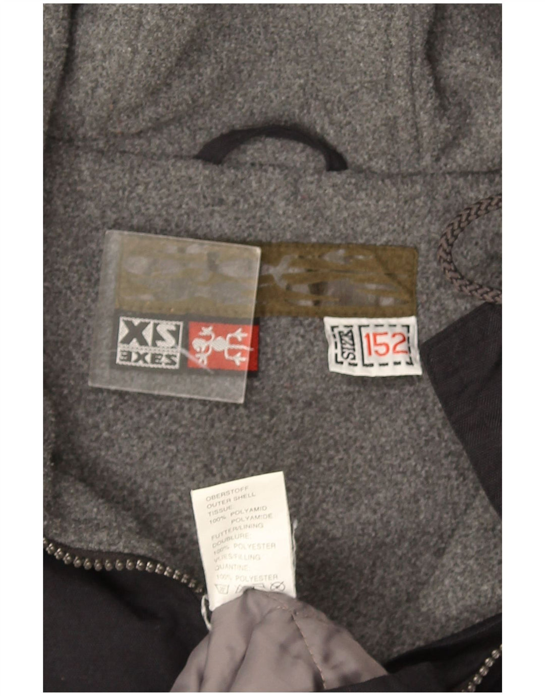 XS Exes Boys Hooded Windbreaker Jacket 12-13 Years Black Polyamide