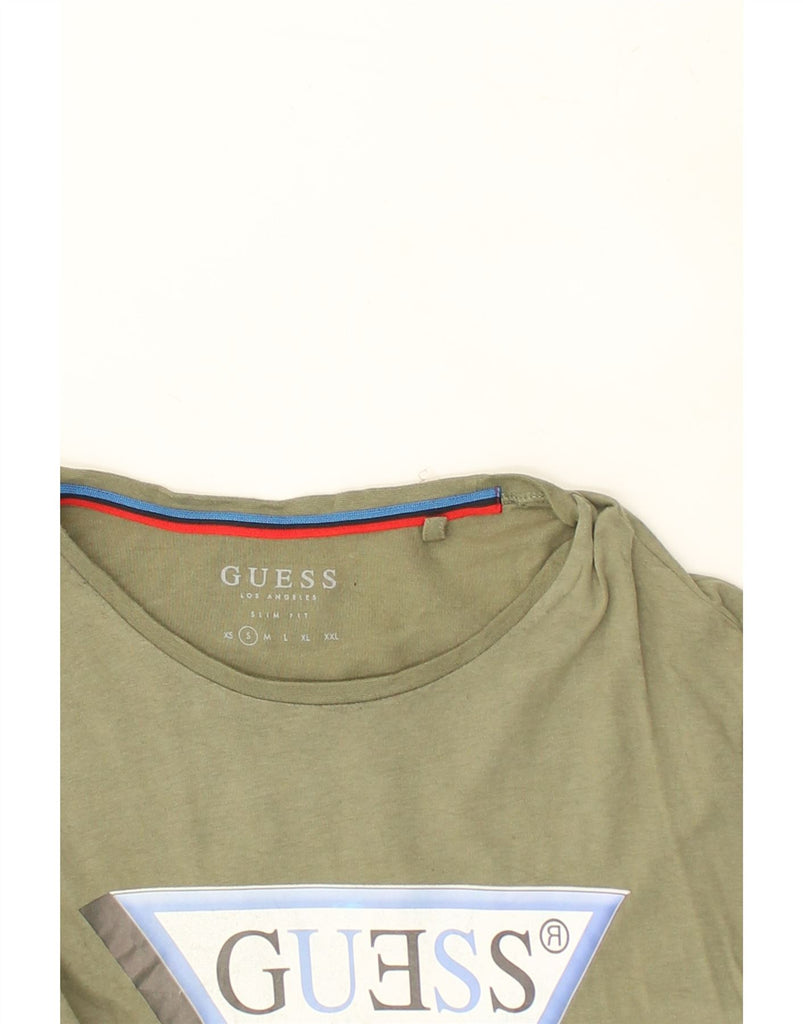 GUESS Mens Graphic T-Shirt Top Small Khaki Cotton | Vintage Guess | Thrift | Second-Hand Guess | Used Clothing | Messina Hembry 