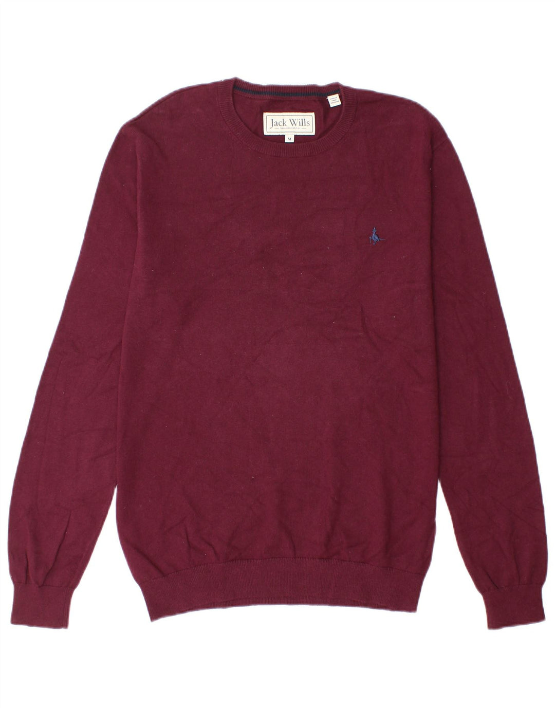 Jack Wills Mens Crew Neck Jumper Sweater Medium Burgundy Cotton
