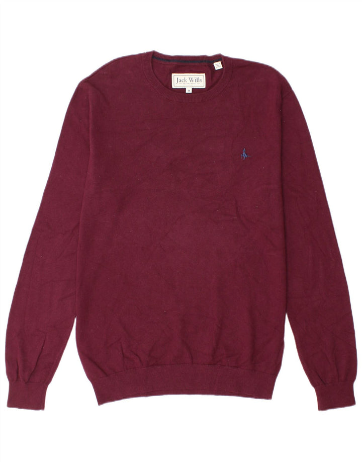 Jack Wills Mens Crew Neck Jumper Sweater Medium Burgundy Cotton
