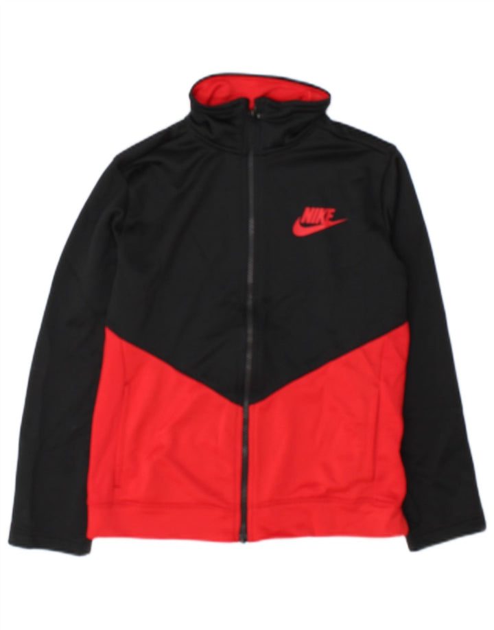 Nike Boys Tracksuit Top Jacket 10-11 Years Medium Black Colourblock