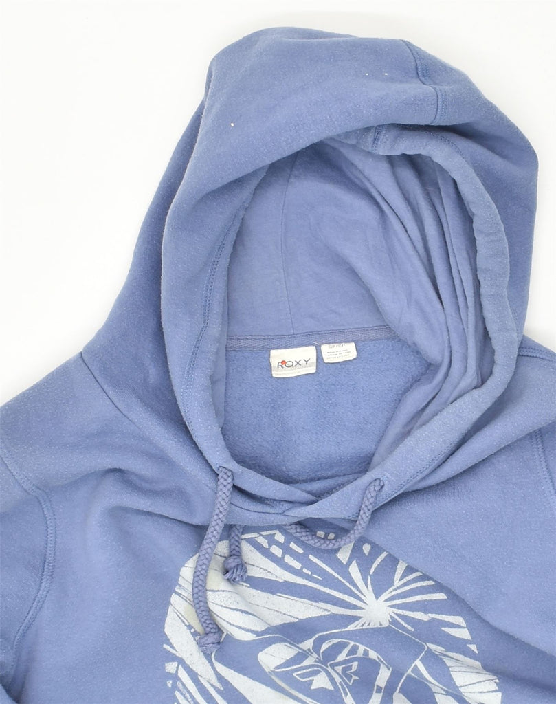 ROXY Mens Graphic Hoodie Jumper Small Blue Cotton | Vintage Roxy | Thrift | Second-Hand Roxy | Used Clothing | Messina Hembry 