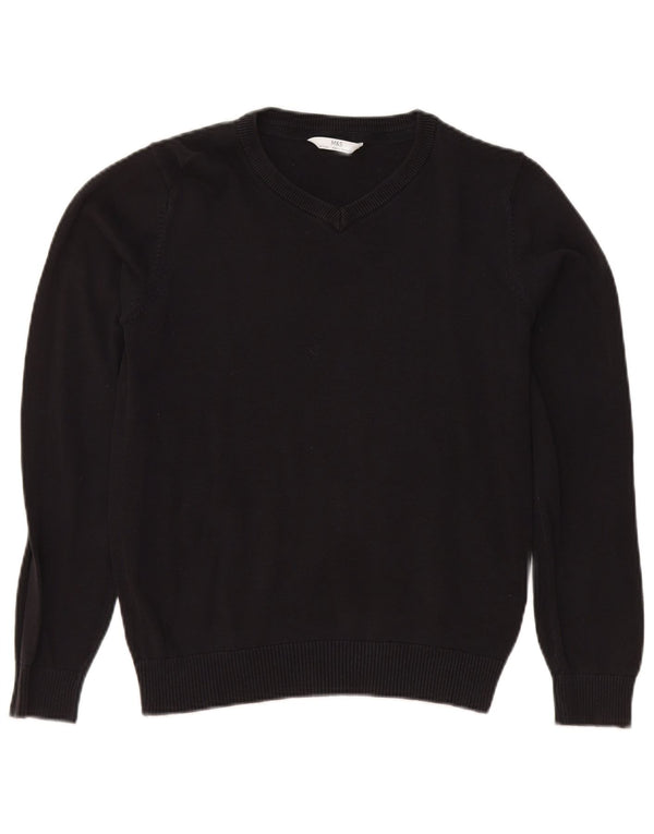 Marks & Spencer Boys V-Neck Jumper Sweater 12-13 Years Black Cotton