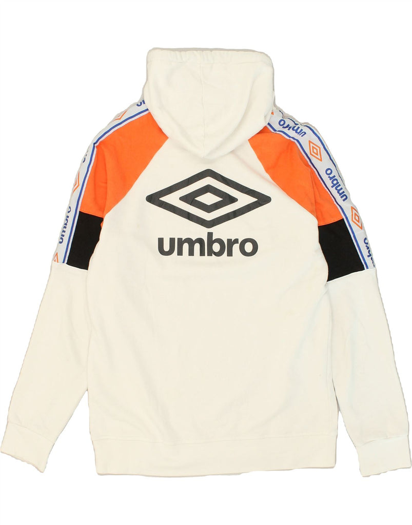UMBRO Mens Graphic Hoodie Jumper Large White Colourblock | Vintage Umbro | Thrift | Second-Hand Umbro | Used Clothing | Messina Hembry 