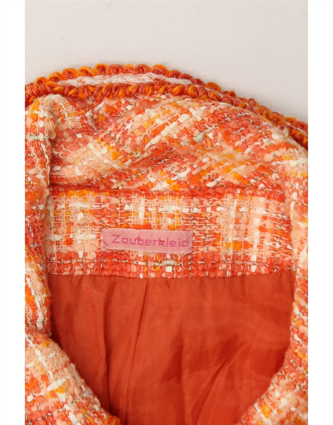 VINTAGE Womens 4 Button Blazer Jacket UK 14 Medium Orange Check Vintage Vintage and Second-Hand Vintage from Messina Hembry 