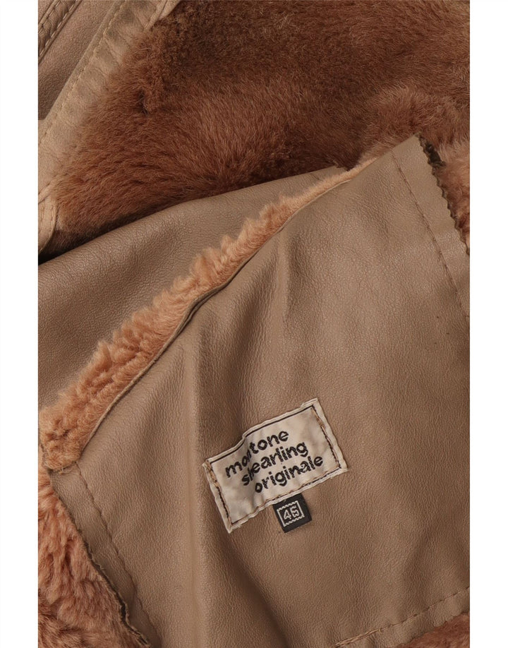 Vintage Womens Shearling Jacket IT 46 Large Beige Shearling