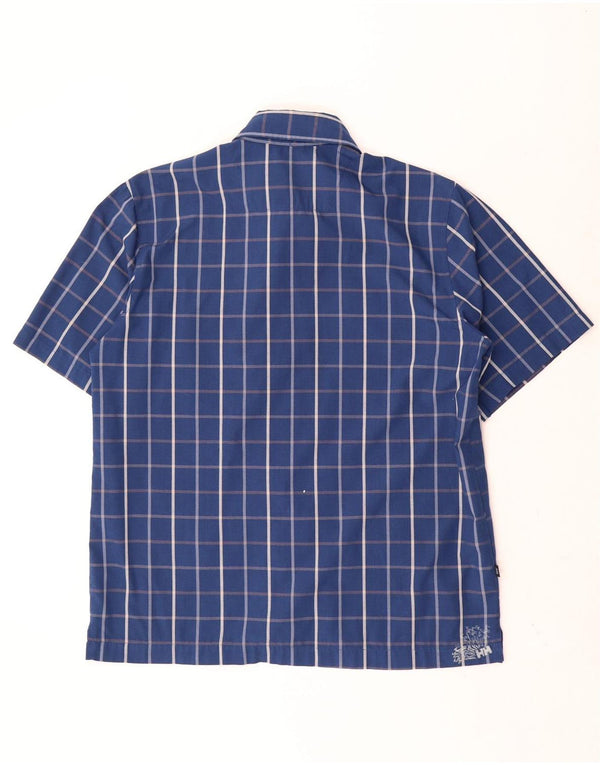 Helly Hansen Mens Short Sleeve Shirt Medium Navy Blue Check Polyester