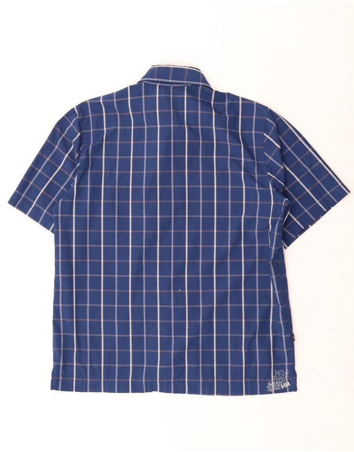 Helly Hansen Mens Short Sleeve Shirt Medium Navy Blue Check Polyester