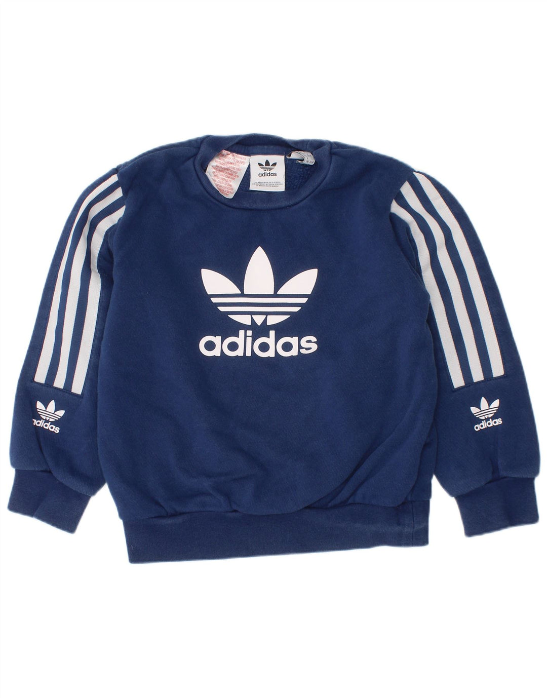 Adidas Boys Graphic Sweatshirt Jumper 4-5 Years Navy Blue Cotton