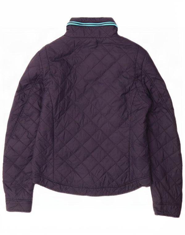 Superdry Womens Hooded Quilted Jacket UK 16 Large Navy Blue Nylon