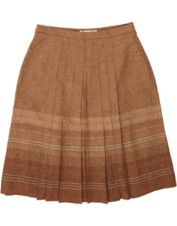THE EDINBURGH WOOLLEN MILL Womens Pleated Skirt UK 22 3XL W38 Brown