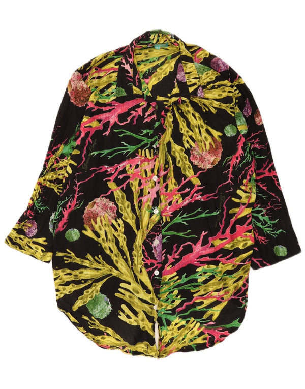 Antica Sartoria Womens 3/4 Sleeve Shirt Blouse UK 14 Medium Black Floral