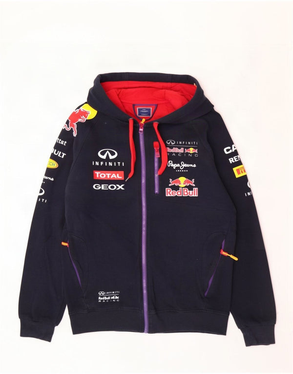 PEPE Jeans Mens Red Bull Graphic Zip Hoodie Sweater Small Navy Blue