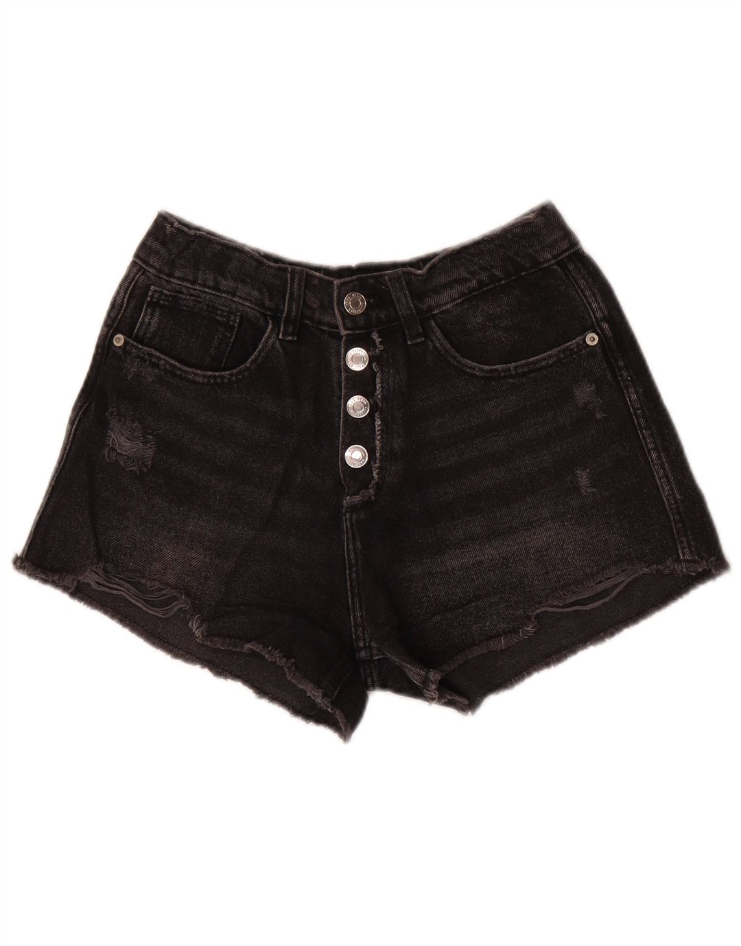 ZARA Girls Distressed Denim Shorts 9-10 Years W24 Grey