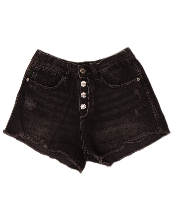 ZARA Girls Distressed Denim Shorts 9-10 Years W24 Grey