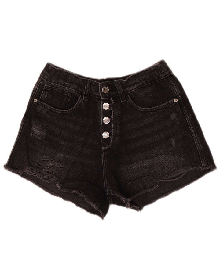 ZARA Girls Distressed Denim Shorts 9-10 Years W24 Grey