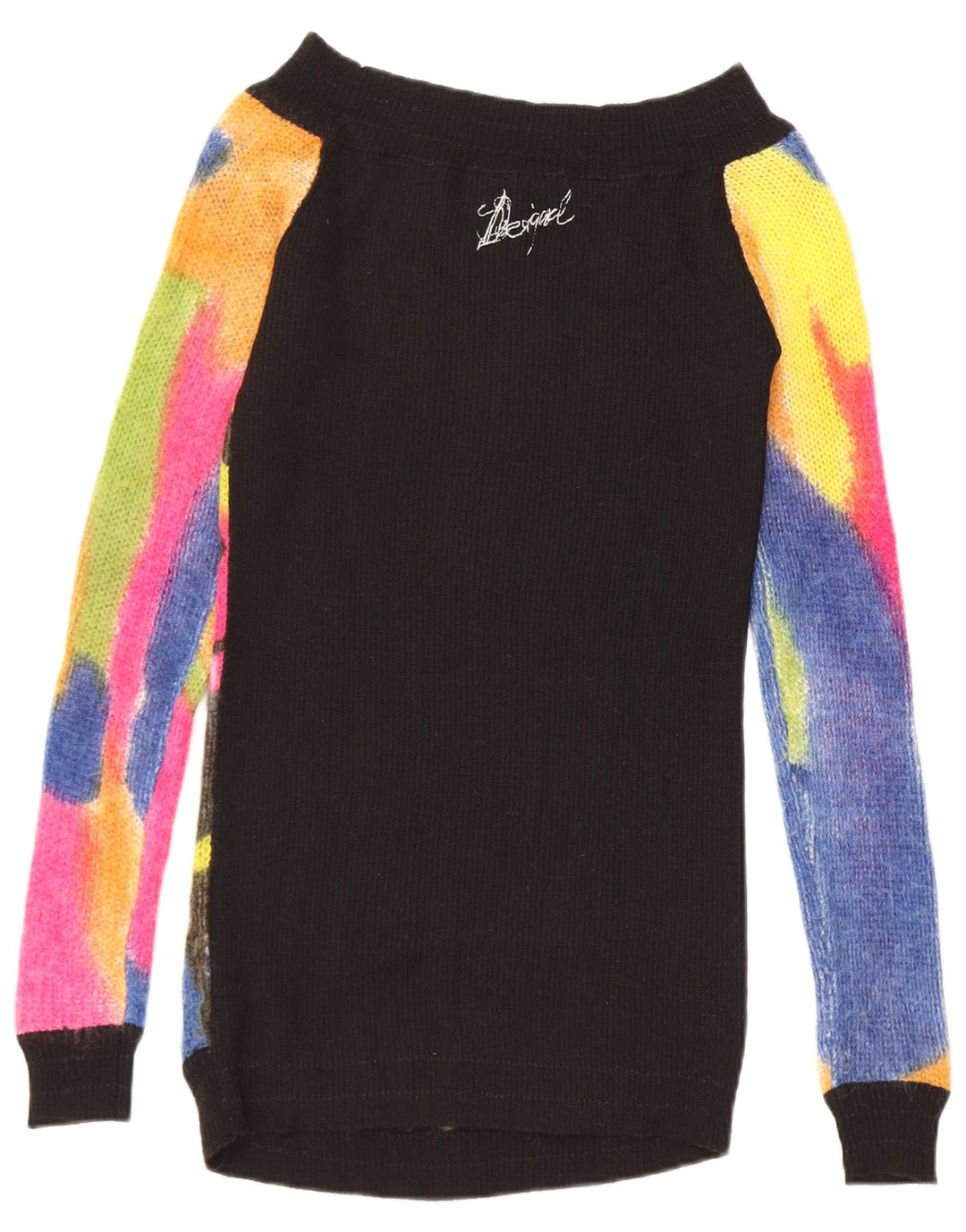 Desigual Womens Boat Neck Jumper Sweater UK 12 Medium Multicoloured